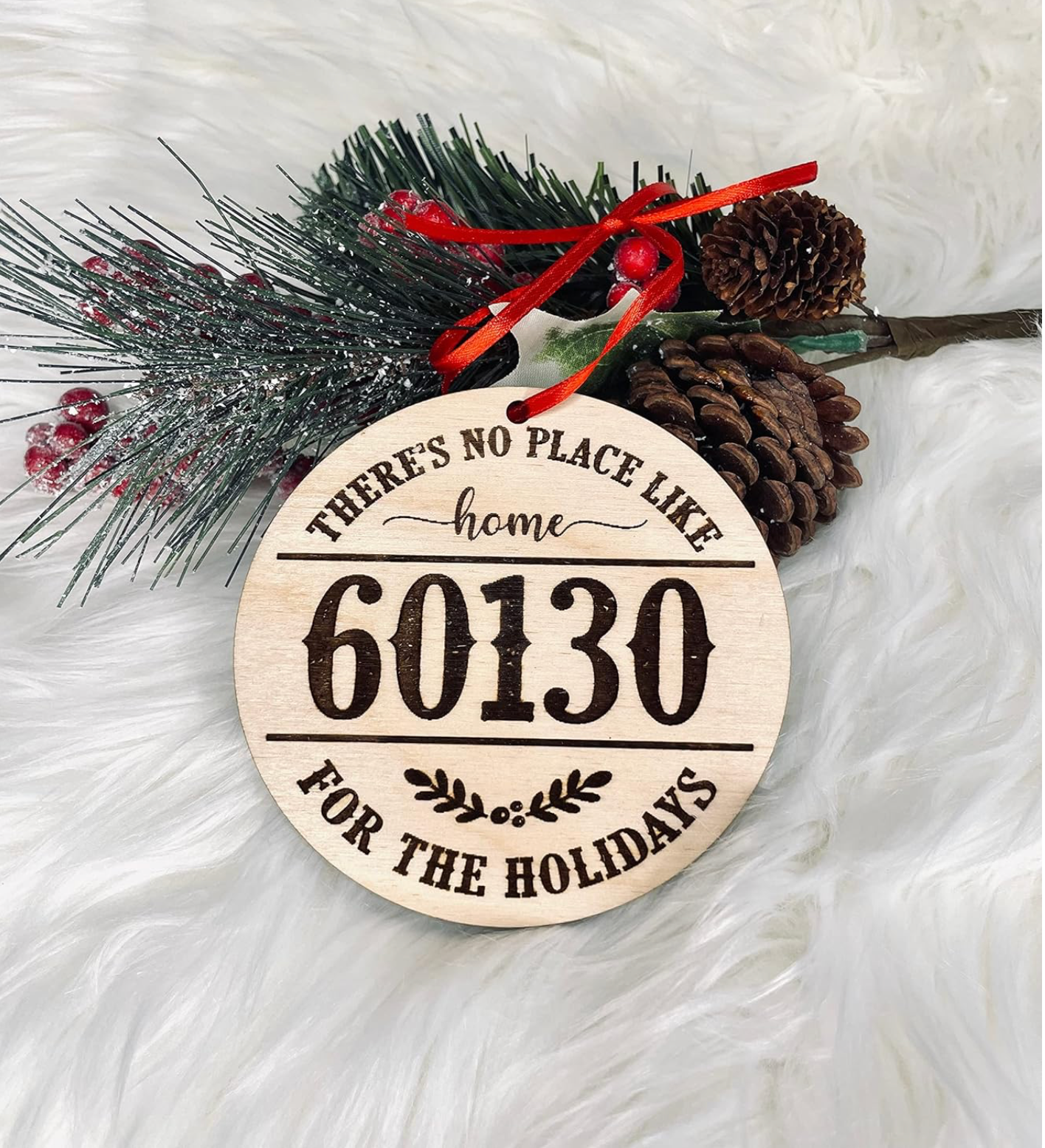 Personalized Zip Code Home Wood Letter Christmas Ornament Laser Cut Christmas De image 0