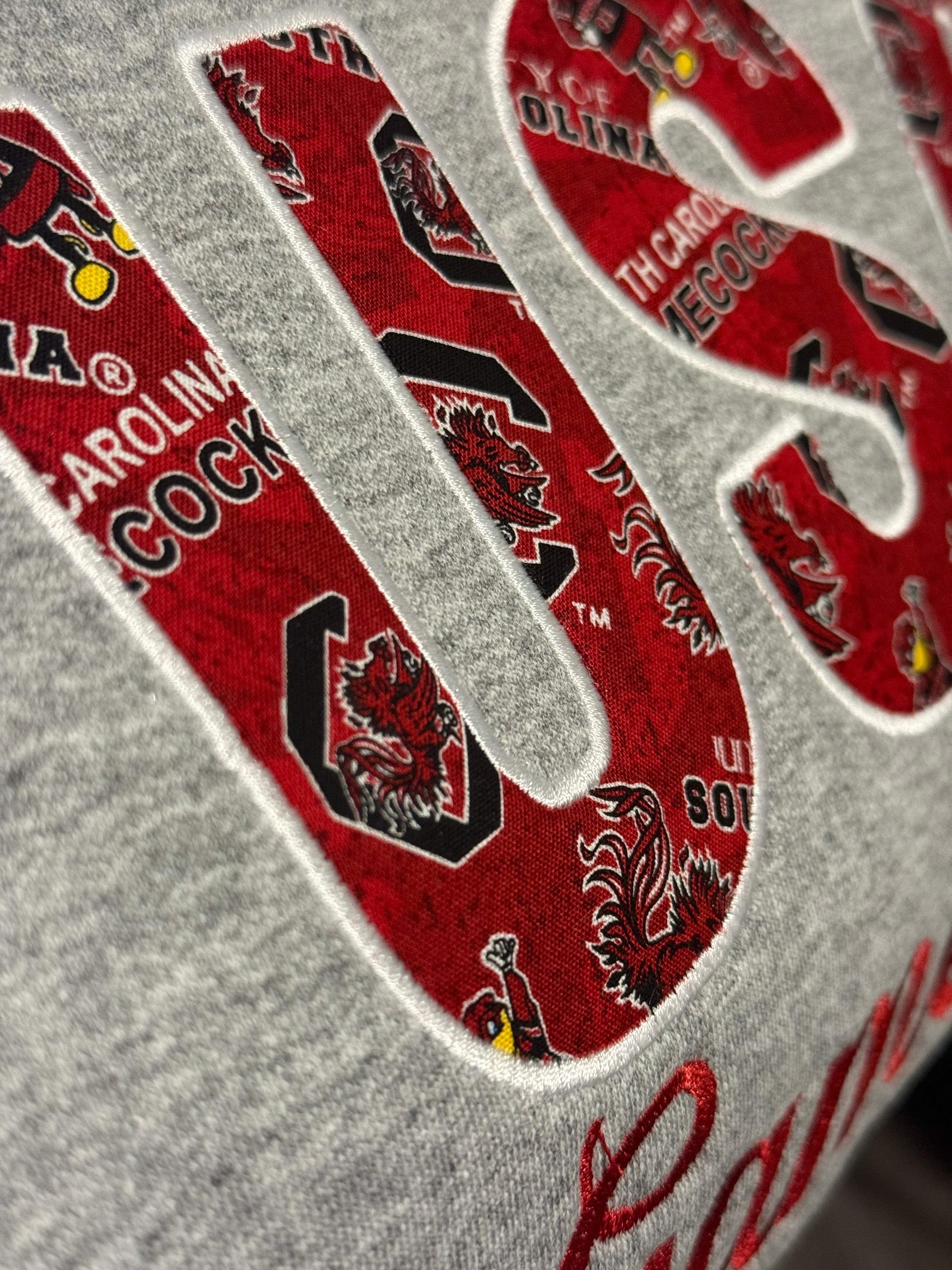 USC Gamecocks Embroidered Sweatshirt – Fabric Appliqué Collegiate Crewneck