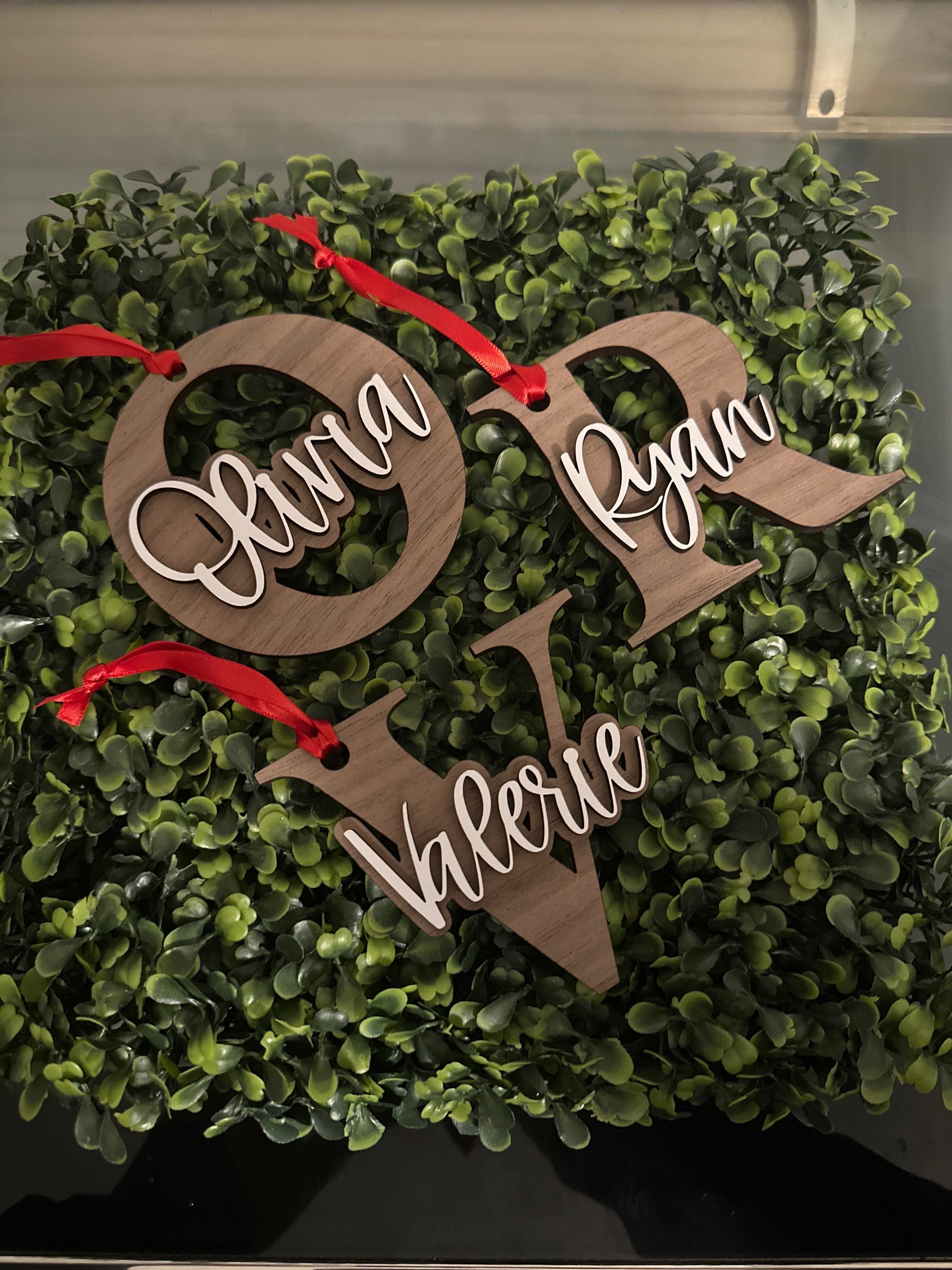 Personalized Name Wood Letter Christmas Ornament Laser Cut Christmas Decor image 0