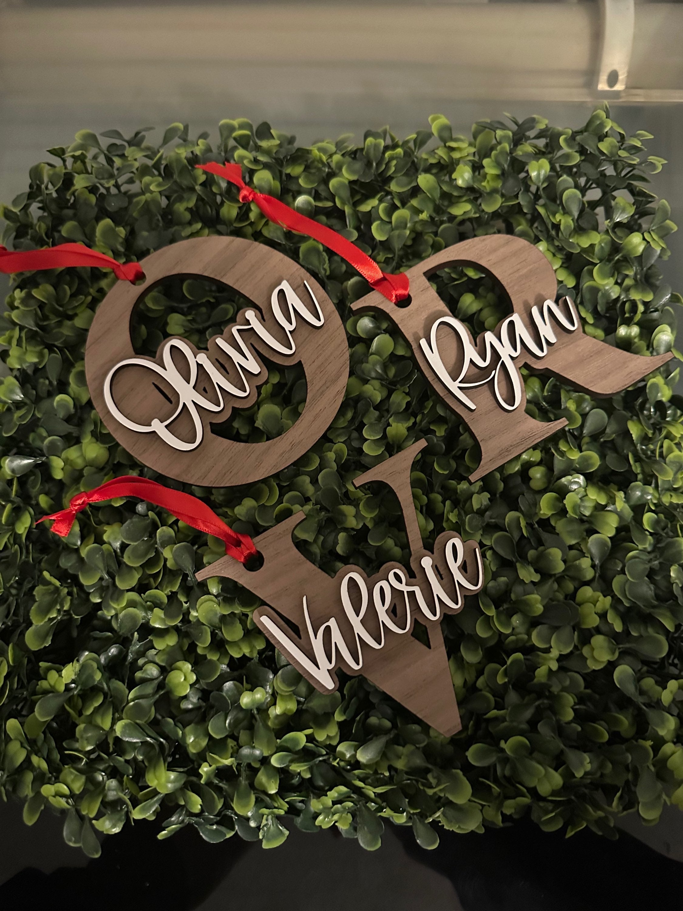 Personalized Name Wood Letter Christmas Ornament Laser Cut Christmas Decor image 1