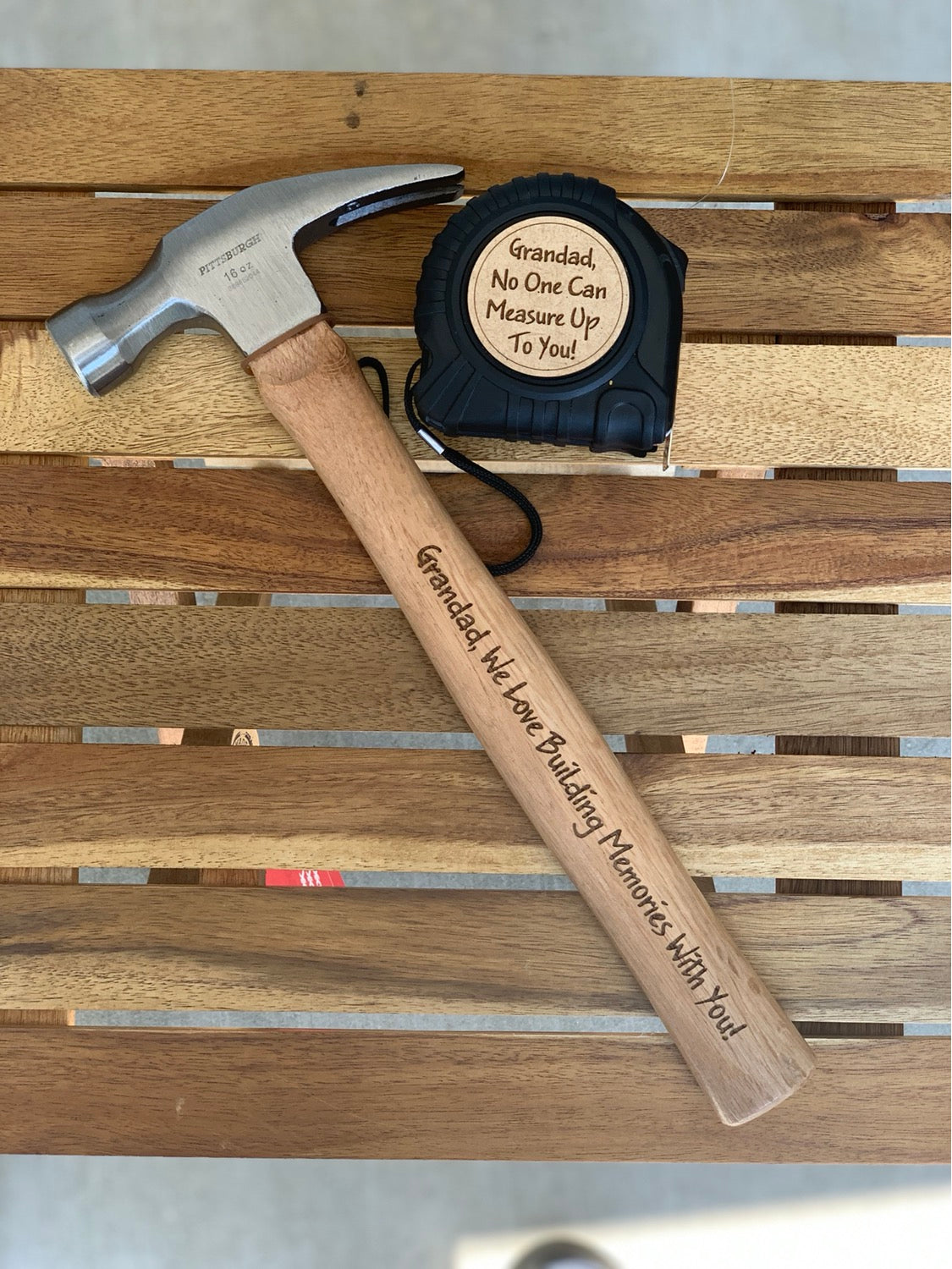 Father's Day Engraved Hammer & Measuring Tape Set image 0