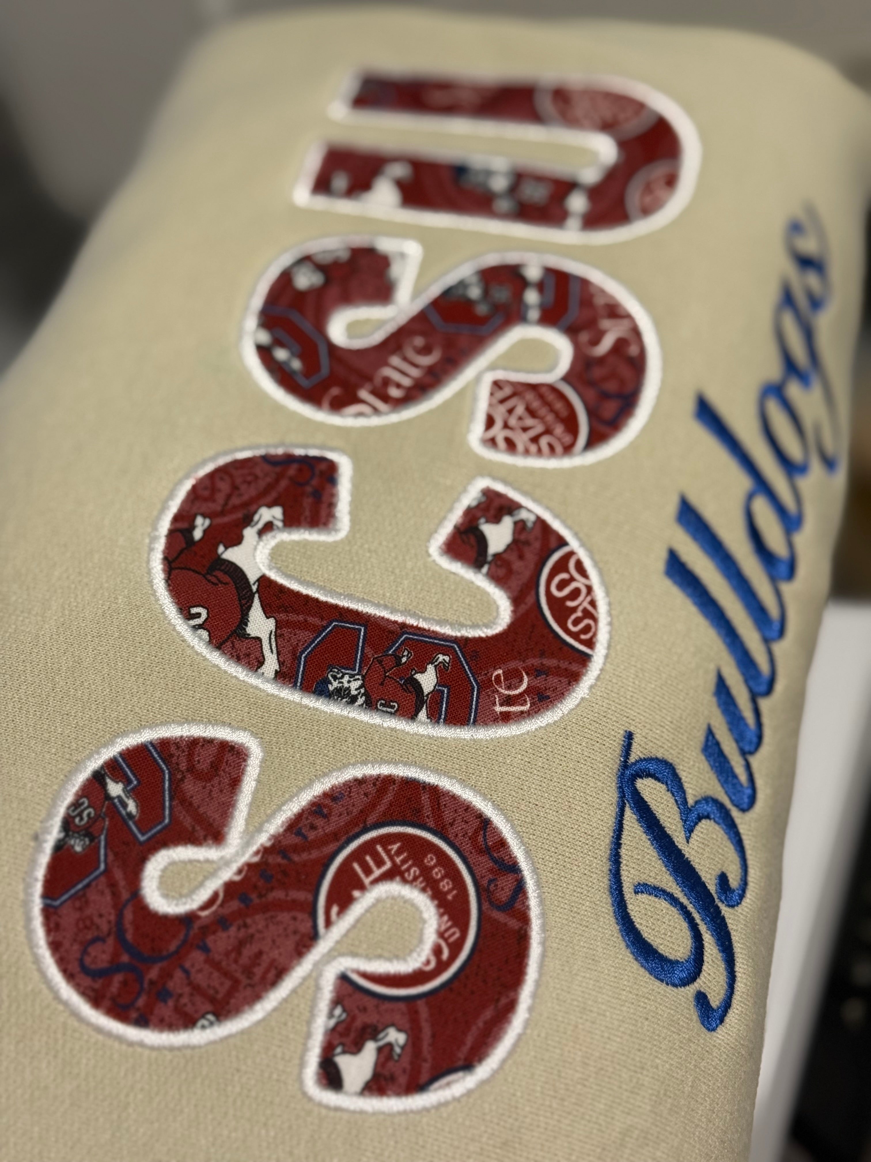 SC State Bulldogs Embroidered Sweatshirt – Fabric Appliqué Collegiate Crewneck