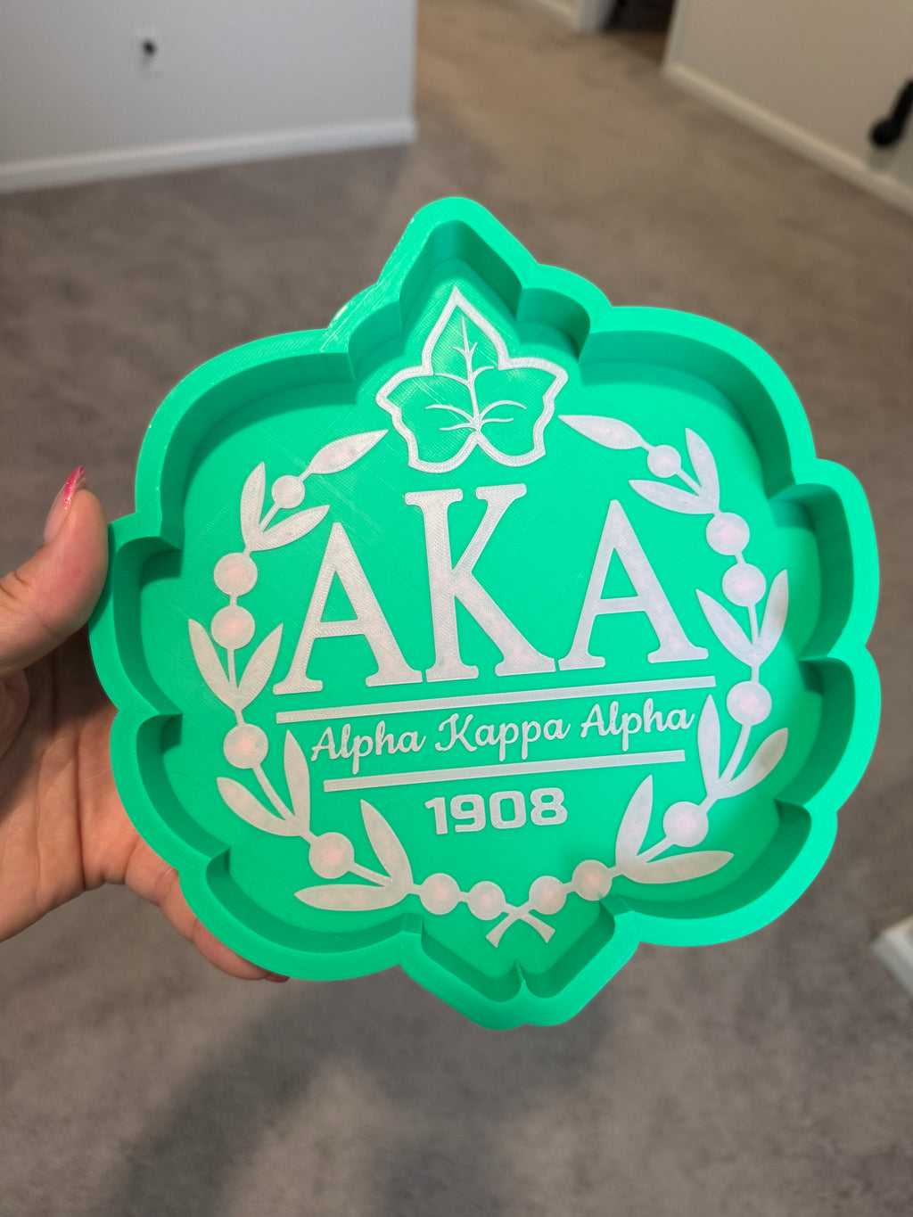 AKA Ivy & Pearl 3D Printed Catchall Tray | Alpha Kappa Alpha Inspired Jewelry & Key Tray