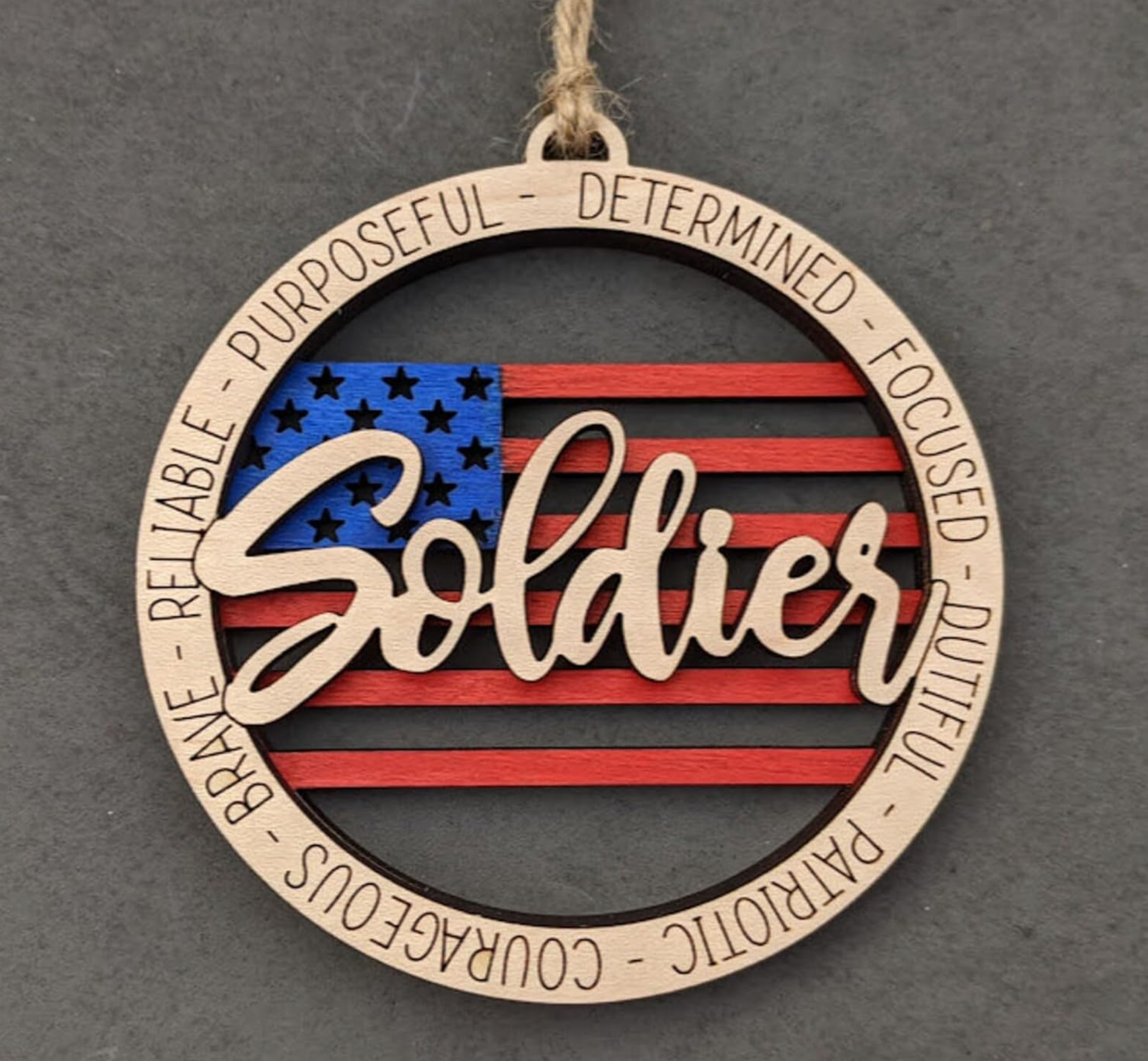 Soldier 2023 Personalized Name Wood Letter Christmas Ornament Laser Cut Christma image 0